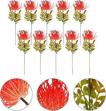 10pcs Red Artificial Spider Lily Stems Faux Flower Picks for Wedding and Home Decor, Realistic Artificial Flower Bouquet Stems for Living Room Decoration