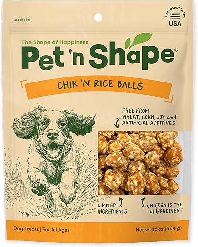 Pet 'n Shape Chik 'n Rice Balls - Golosinas para perros - 1 libra