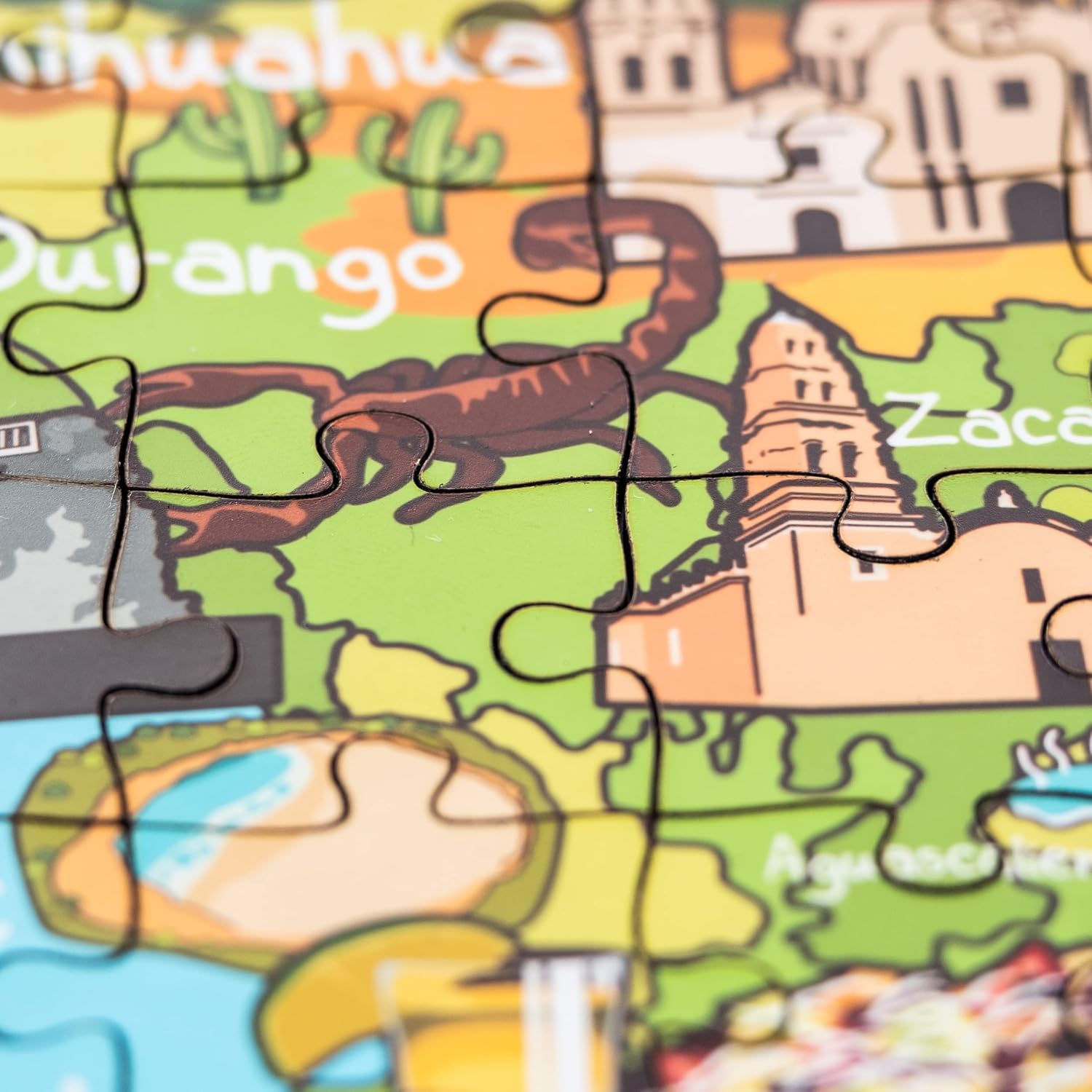 Mexico Map Wooden Jigsaw Puzzle 152 Piece, 15x10 inches