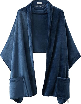 Keyocean Fleece Wrap Shawl with Large Front Side Pockets for Fall Winter