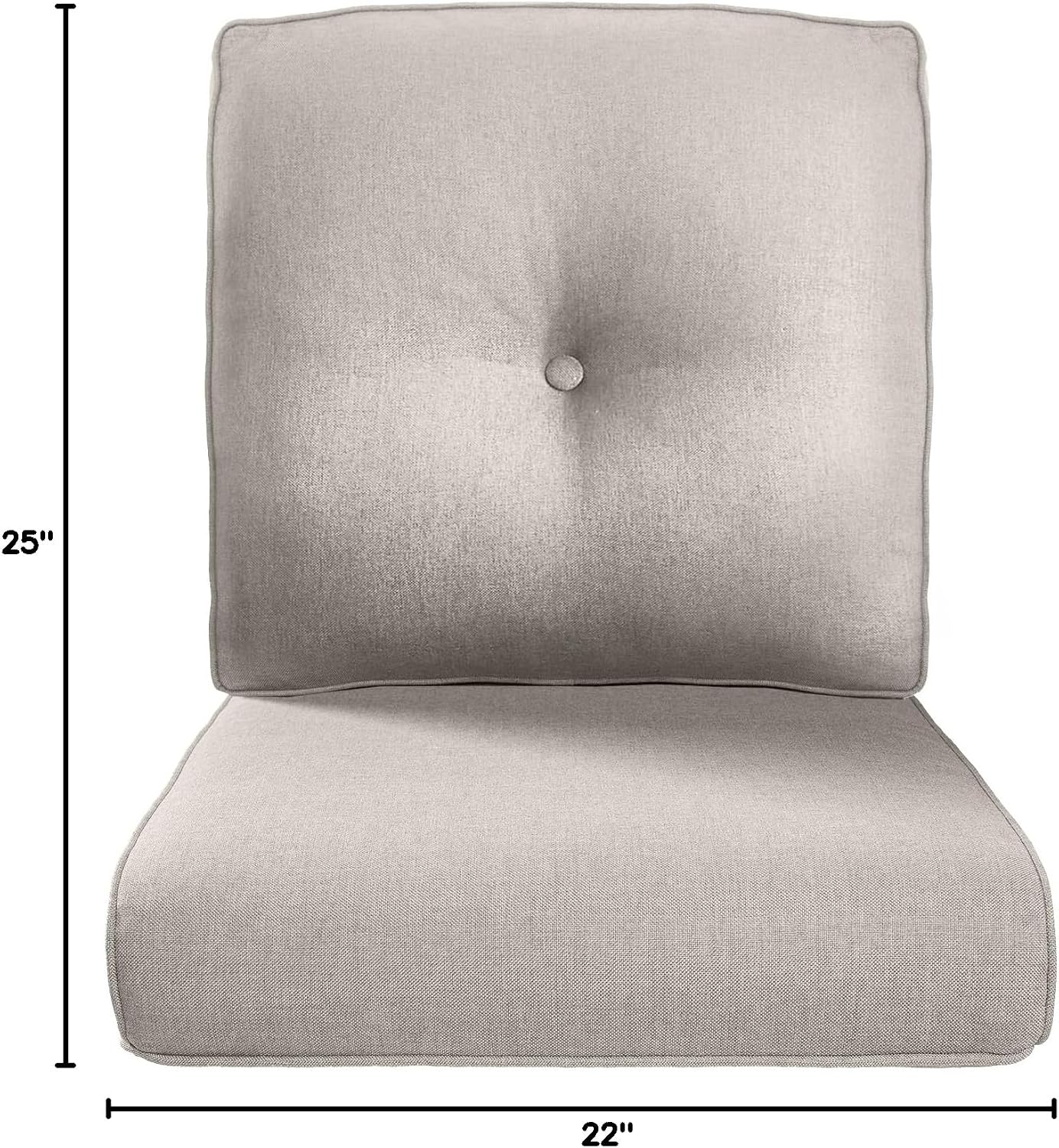 Pop 22x25/22x24 Outdoor Replacement Cushions - 1 Set High Back Deep Seat Patio Furniture Cushion for Wicker Dining Swivel Rocking Chairs Rattan Loveseat Couch Sectional Sofa - Beige/Button