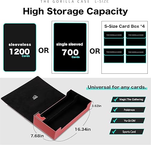 Miniatura 3 de Caja de cartas, funda de cartas, caja de cartas, caja de cartas de cuero, tamaño grande, compatible con 550 tarjetas con funda compatible con