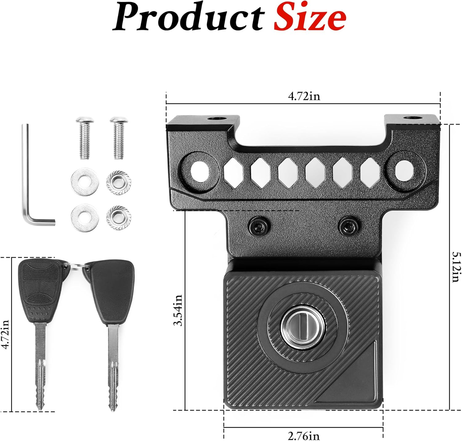 JK Hood Lock for Jeep Wrangler JK JKU 2007-2018, Locking Hood Latches with Keys Anti-Theft, Eliminate Hood Flutter, Aluminum, Black (JK Hood Lock)