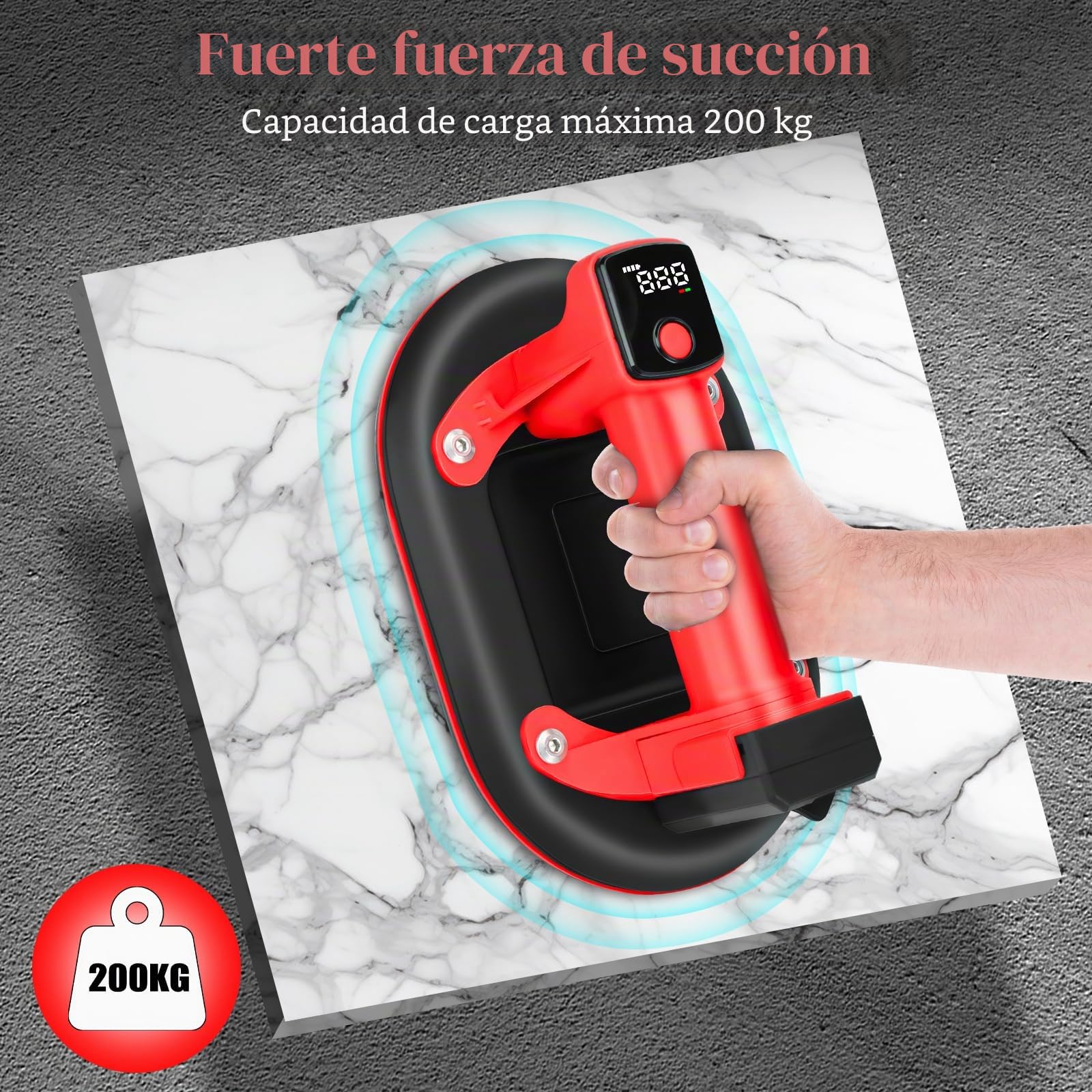 WingFly Ventosa Eléctrica 24 cm con Batería, 2 motores, LCD | Elevador vacío para Azulejos, mármol, vidrio, Ventanas Ventosa potente profesional para colocación de baldosas