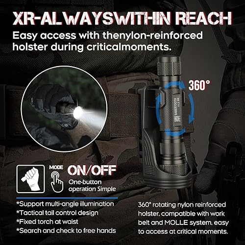 Miniatura 5 de SABERTOOTH Linternas tácticas de policía de 1800 lúmenes altos con funda para cinturón de servicio, linternas LED para emergencias de