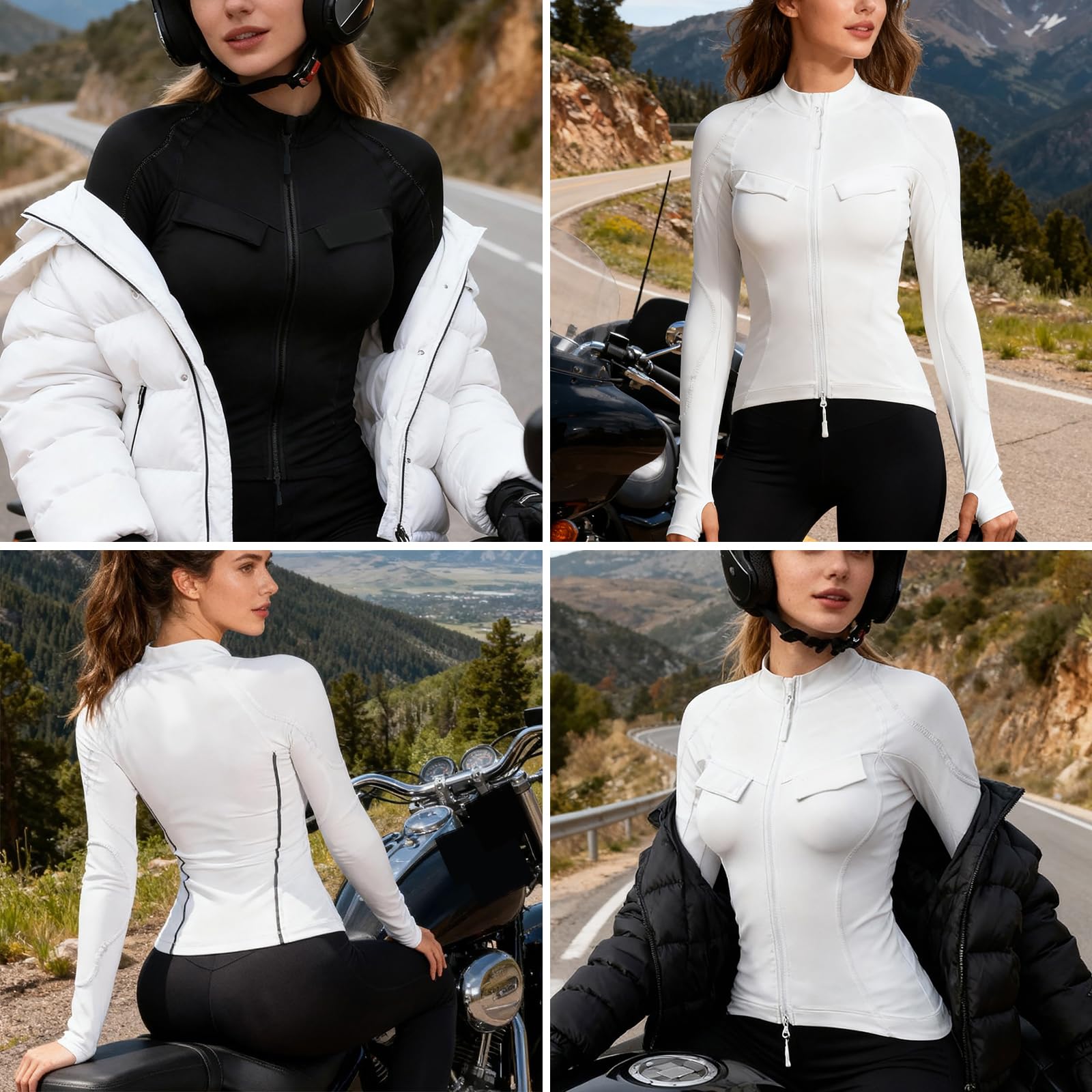 ARMAAN Maglia Da Moto Da Donna Con Protezioni CE, Giacca Da Moto Termica, Strato Base In Pile, Antivento, Ideale Per Touring In Autunno E Inverno, Motocross,White-M