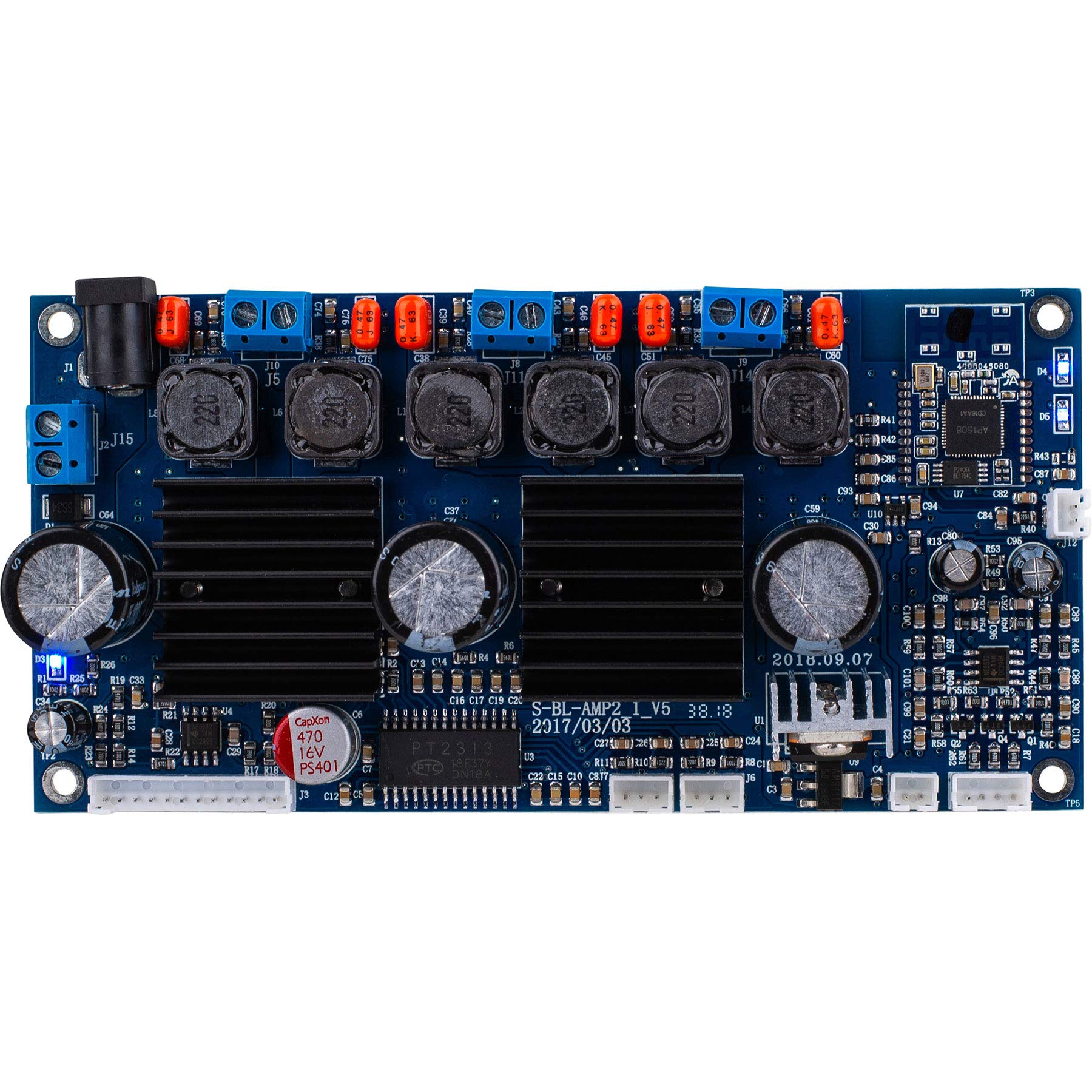 Parts Express 2.1 Amplifier 50W x 50W x 100W with Built-in Bluetooth 3.0 Backlit LCD Screen, and IR Remote