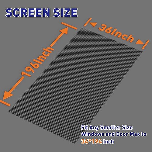 Miniatura 2 de MAGZO Malla de repuesto para ventana de 36 pulgadas de ancho x 196 pulgadas de largo, malla ajustable de poliéster a prueba de mascotas para puerta