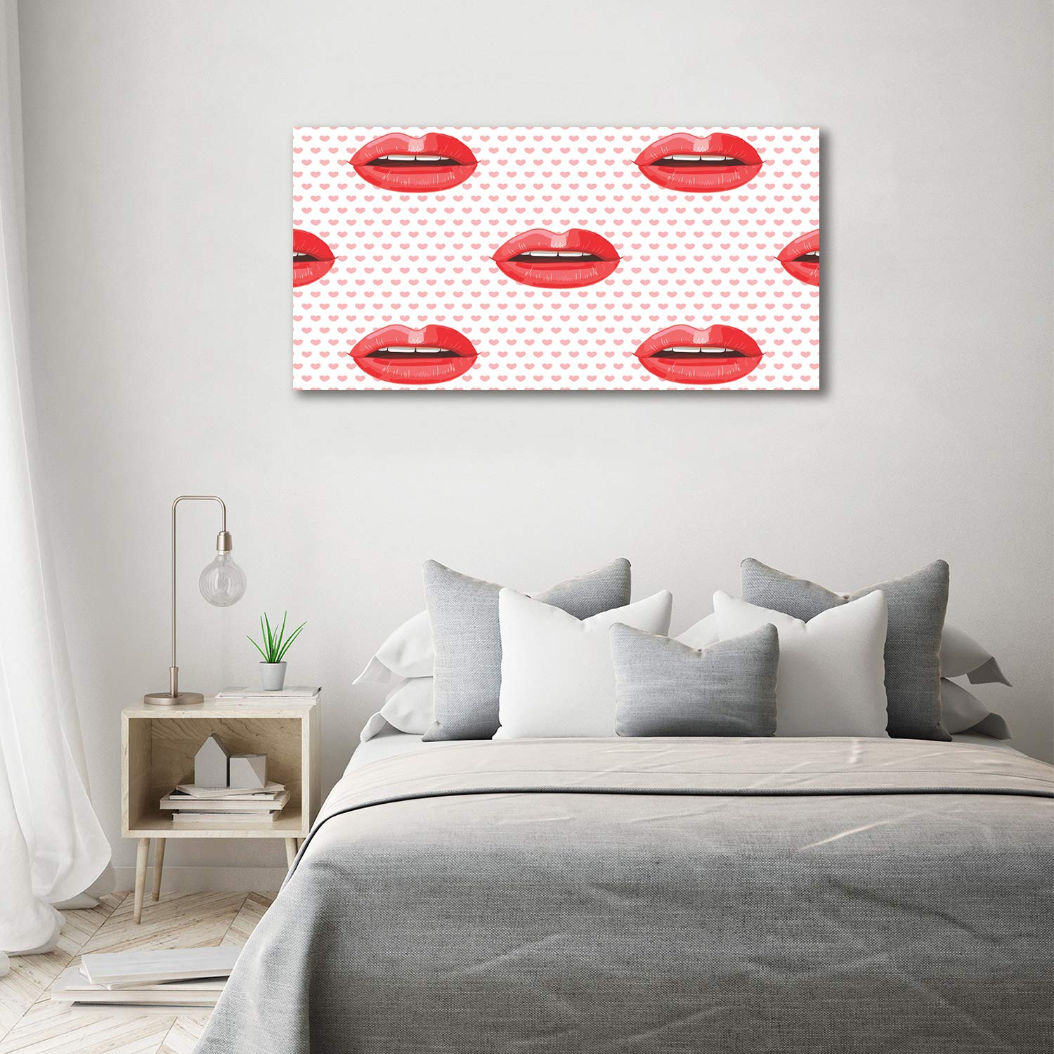 Tulup Tirages sur toile - art mural - tirages sur toile - thème d'image - 140x70 cm - Divers - Rouge - Lèvres Rouges
