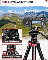 Vista 3 de IFOOTAGE Trípode con cabezal fluido, trípode de viaje de 62 pulgadas para cámara, trípode de video de aluminio ligero, compatible con cámaras Sony