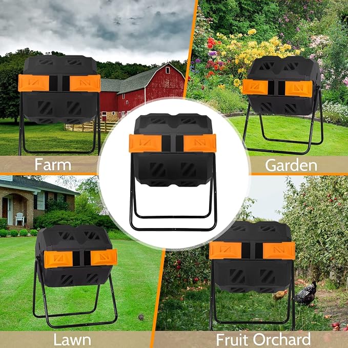 Compostera giratoria rectangular de 43 galones naranja miniatura 6