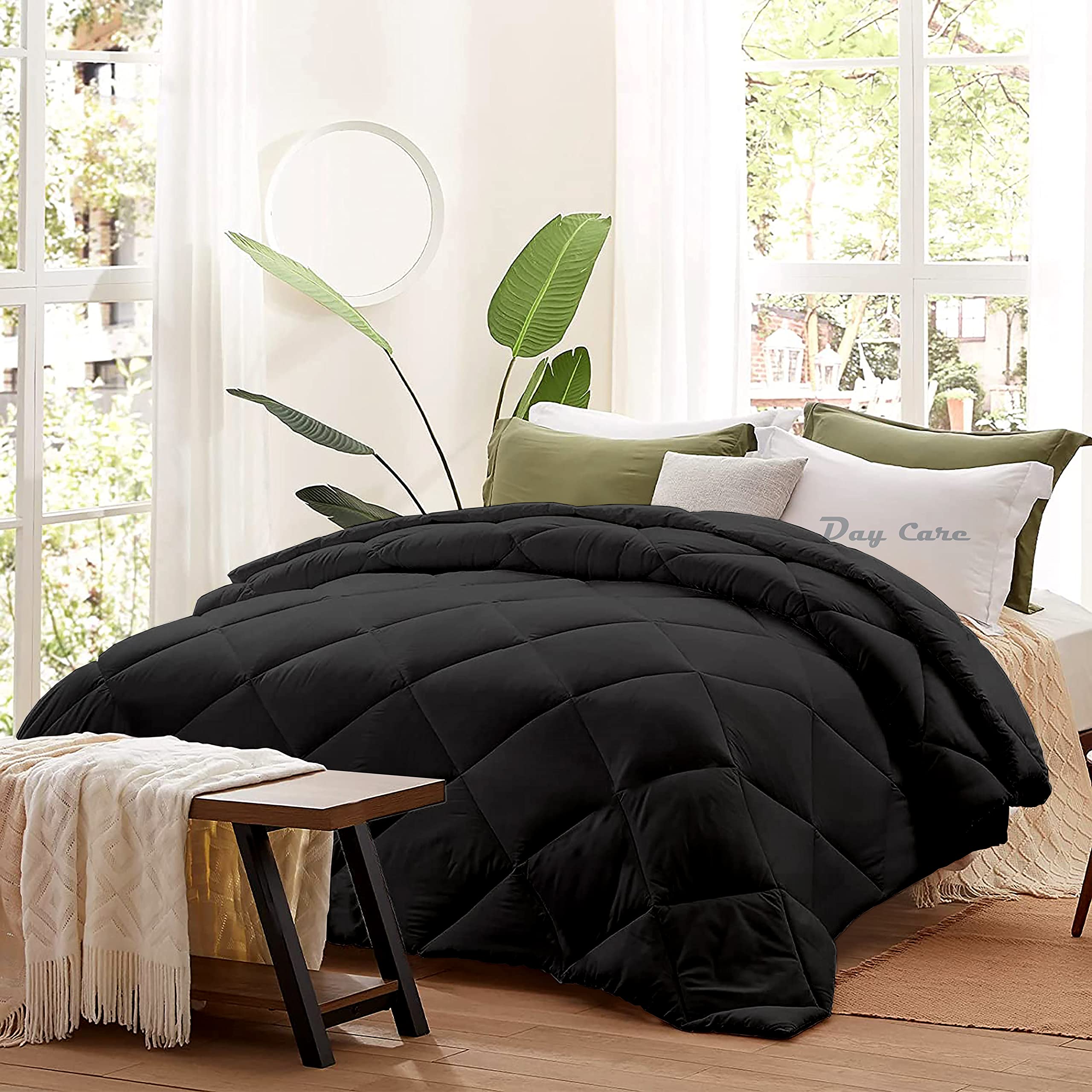 Day Care - 400 GSM Microfiber Rajai King Size Comforter, Super Soft Heavy King Size Blanket for Winter Diamond Stitch (92" x 106" Inches/233cm x 269cm) - Comforter King Size|Black-image-13