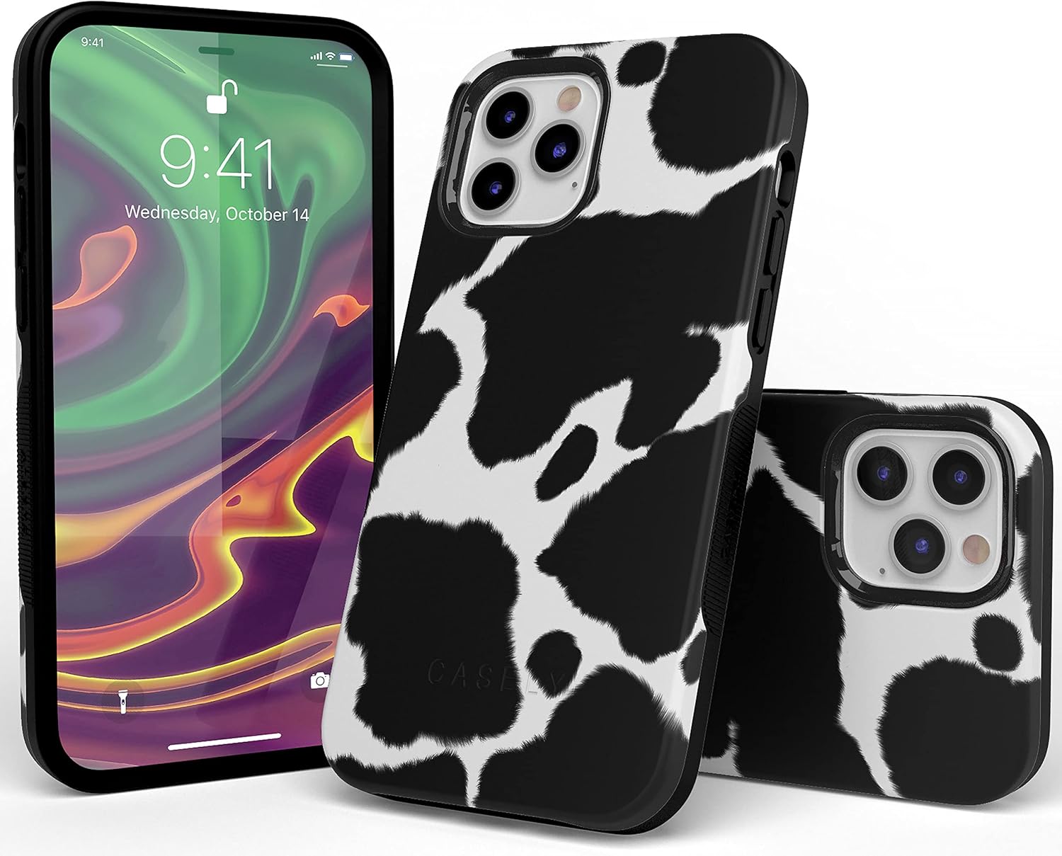 Casely iPhone 12/12 Pro Case | Current Mood | Cow Print | Bold Protective Design | Compatible with MagSafe