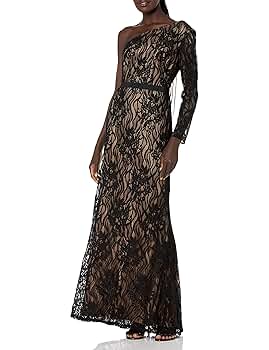 TADASHI SHOJI Size2　黒 Draped Mesh Gown - PETITE | Tadashi Shoji