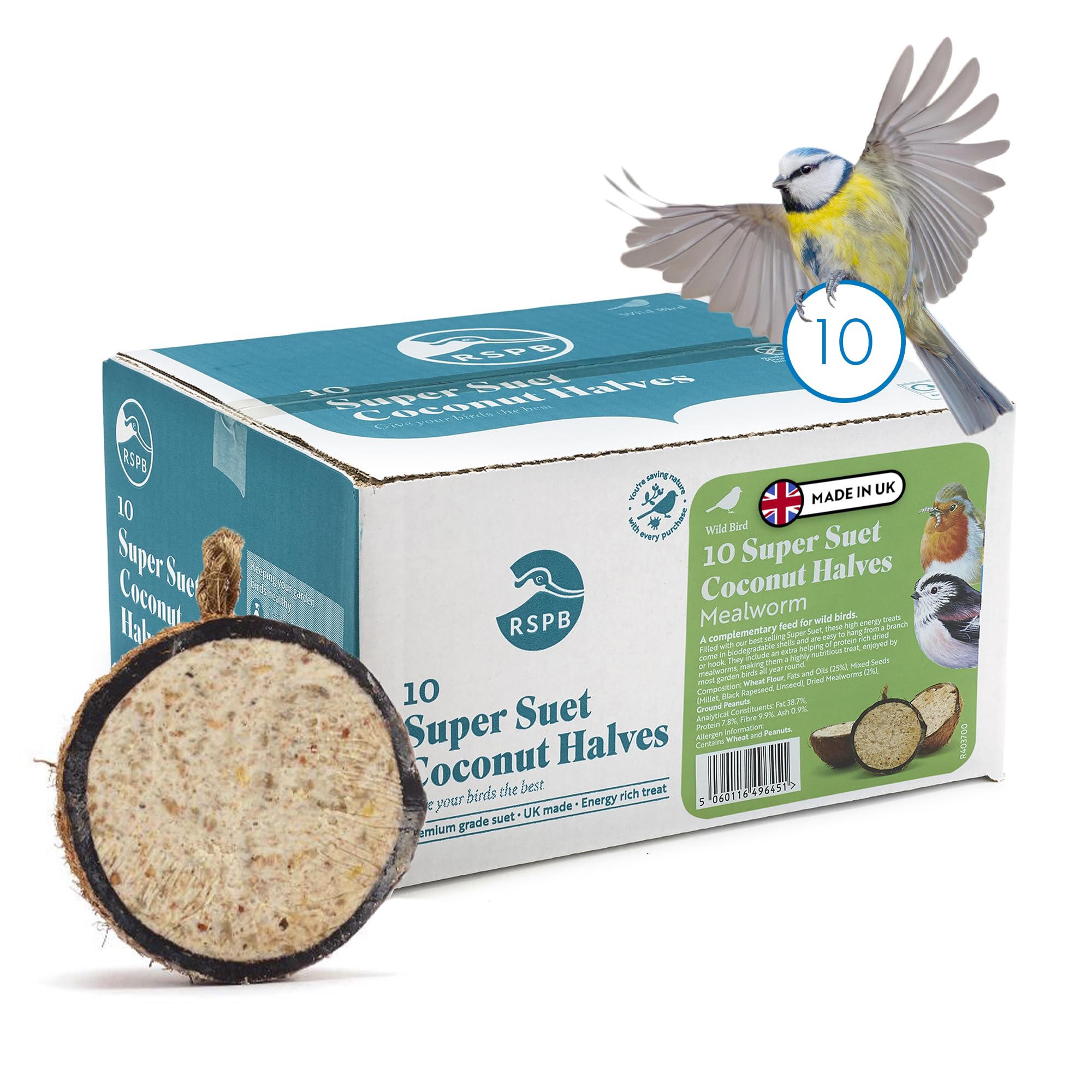 RSPB - Coconut Halves, Bird Food for Outside Birds, Wild 320 g (Pack of 1)