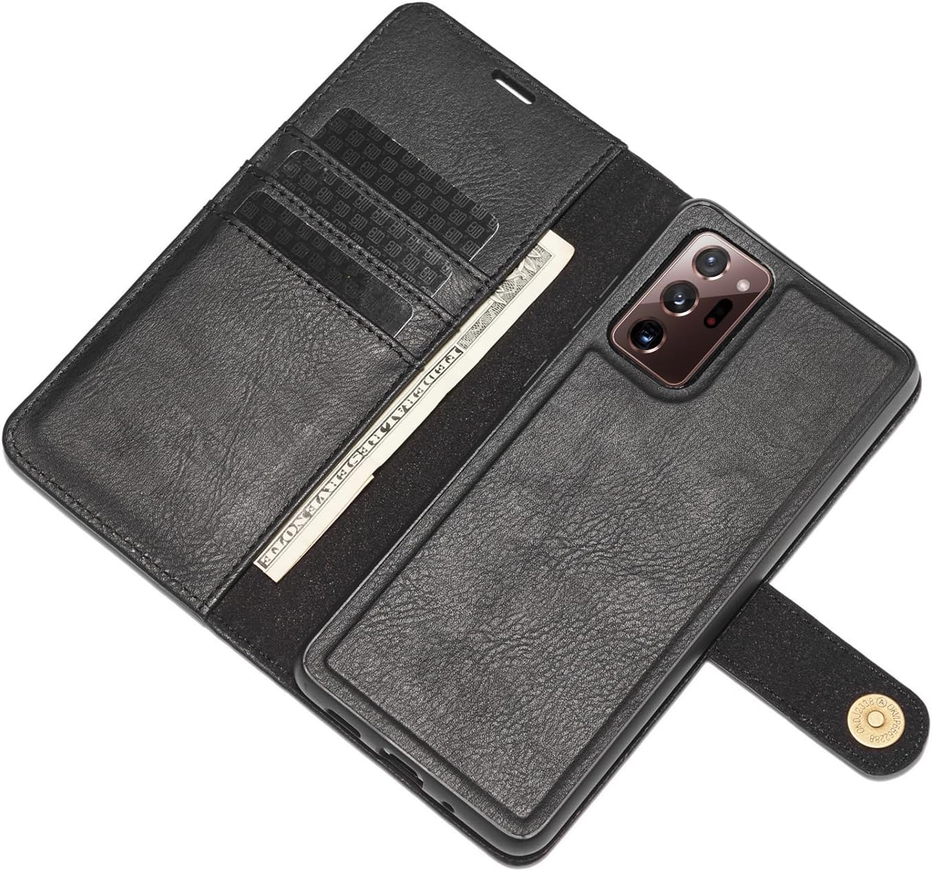 Asuwish Phone Case for Samsung Galaxy Note 20 Ultra 5G Wallet Magnetic Detachable Cell Cover with Screen Protector Card Holder Note20 Plus Notes 20Ultra Note20+ U + 20+ Twenty Not S20 Girls Black