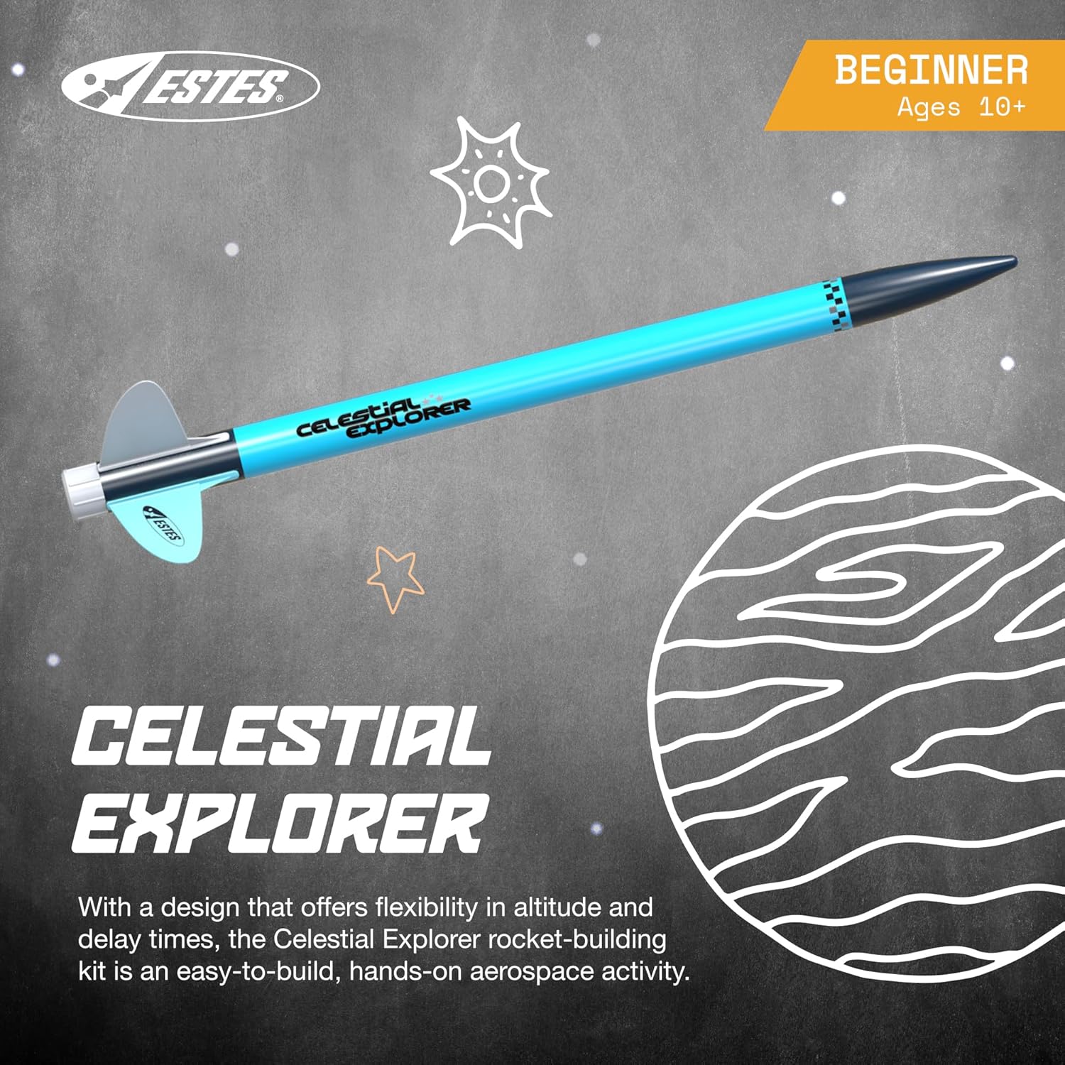 Estes 0689 Celestial Explorer Model Rocket Kit, Beginner STEM Educational Rocket-Building Kit for Ages 10+