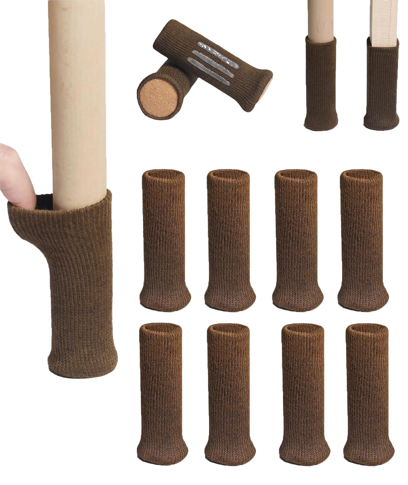 8PCS Chair Leg Floor Protector, Chair Leg Protector Cap, Reduce Noise and Protect Floors, Thick Felt Chair Leg Covers Set of Eight in Brown-image-25