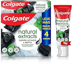 Colgate Creme Dental Natural Extracts Carvão Ativado e menta 4 unid 90g