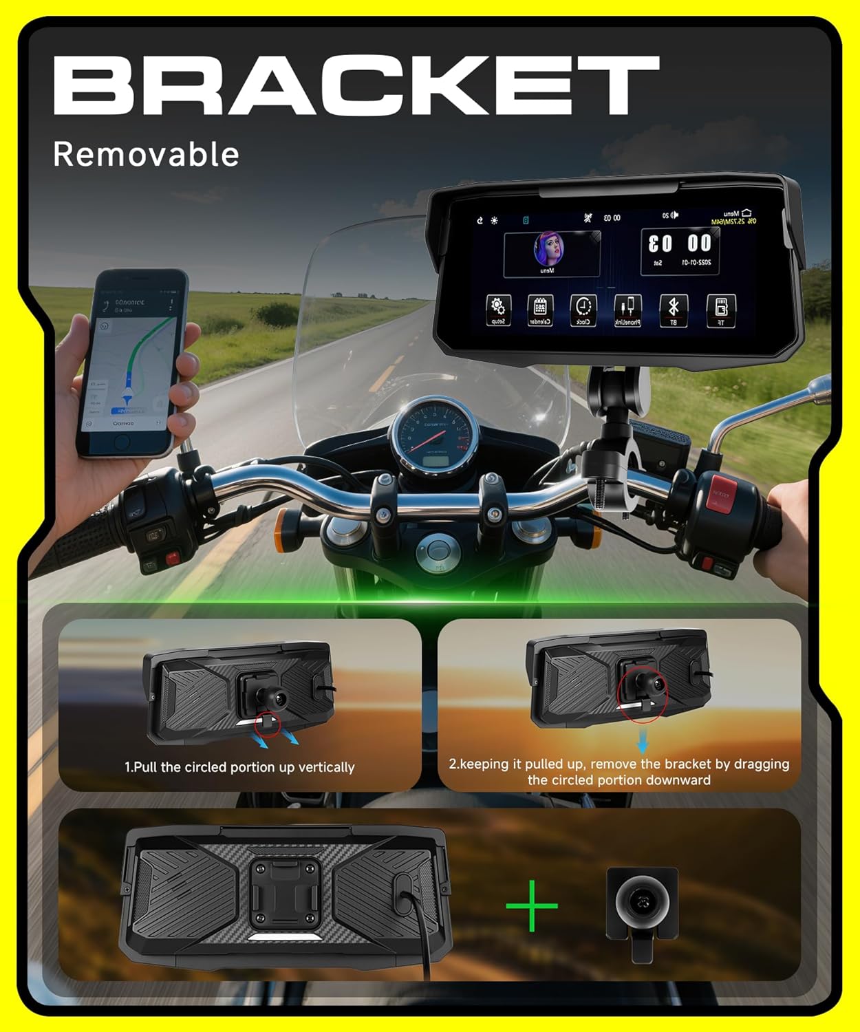 Rimoody motoros CarPlay kijelző oldalnézet