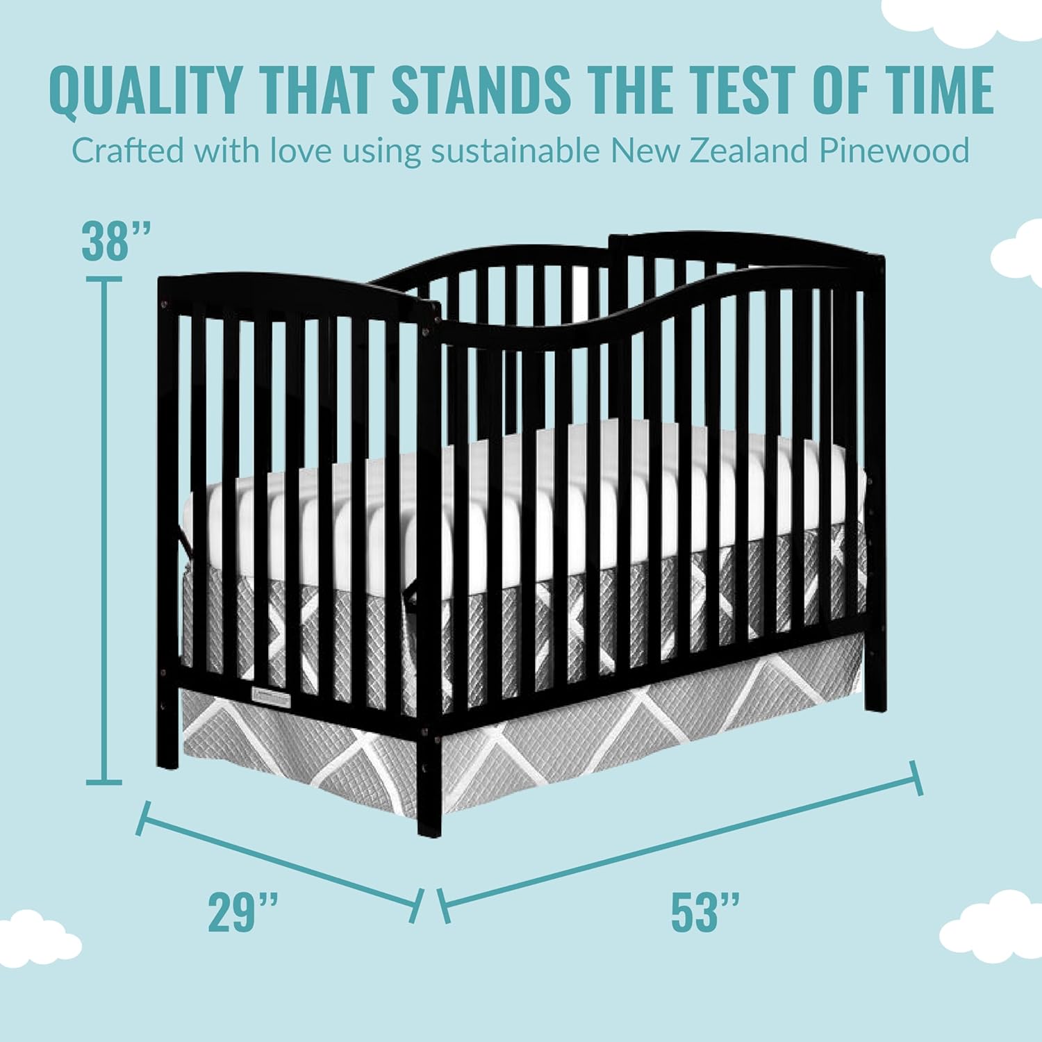 Dream On Me Chelsea 5-in-1 Convertible Crib with Honeycomb Orthopedic Firm Fiber Crib Mattress, Greenguard Gold Certified