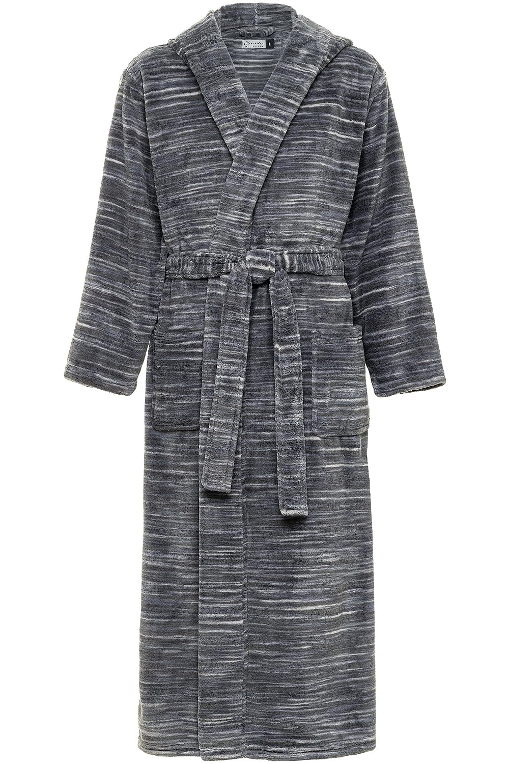 Alexander Del Rossa Mens Robe with Hood, Plush Fleece Hooded Mens Bathrobe, Big and Tall Bath Robe for Men