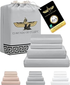 100% Egyptian Cotton Sheets Queen Size | 1200 Thread Count | Heavyweight Hotel-Weight Weave | CEA Gold Seal Certified | 18" Deep Pocket | 4-Piece Sheet Set [Grey]