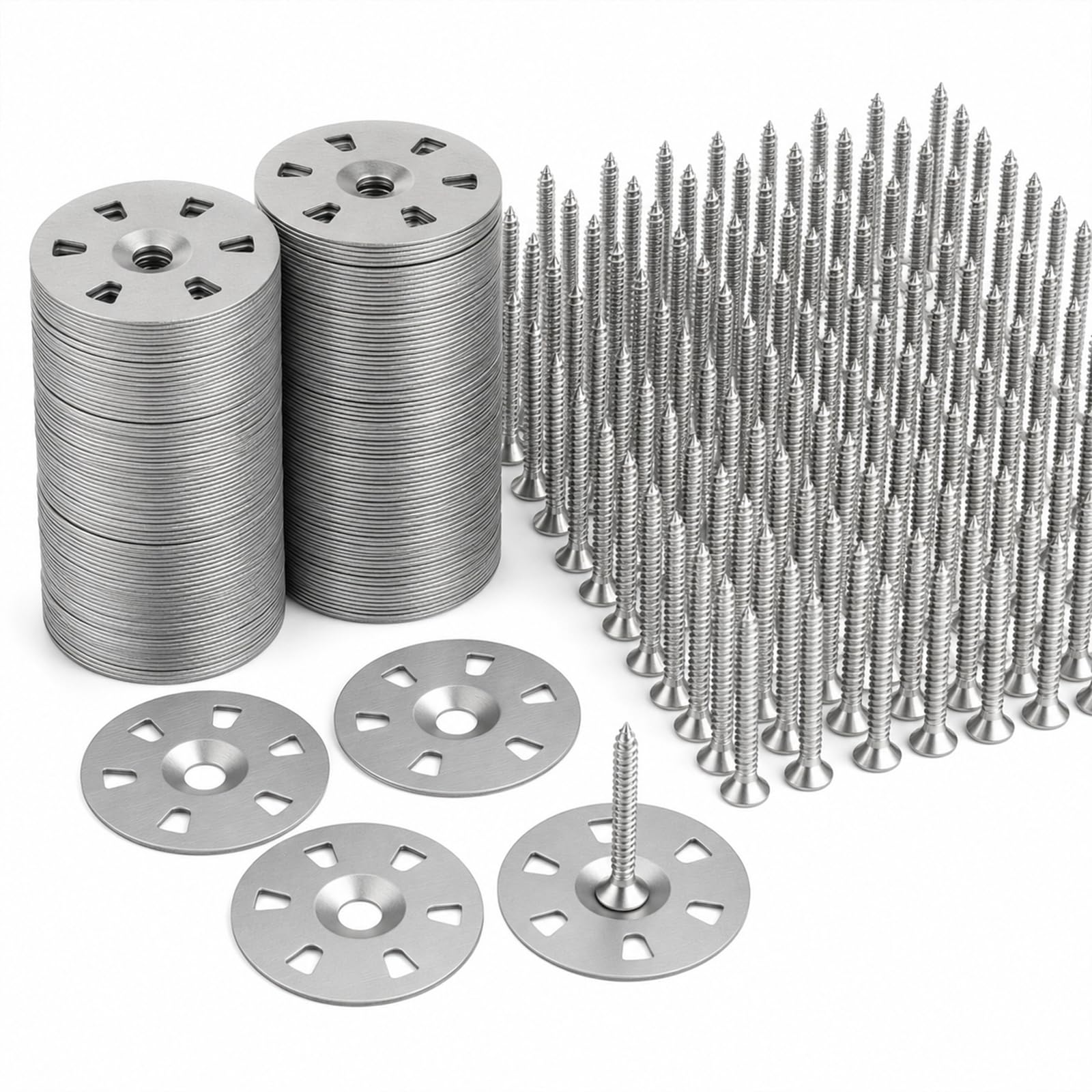 200 PCS Easy Fix Washers, Tile Backer Board Washers 35 mm, Stainless Steel Washer Set for Tile Backerboard, Foam Board Fasteners for Insulation Insulating Boards for Wall/Floor Installation