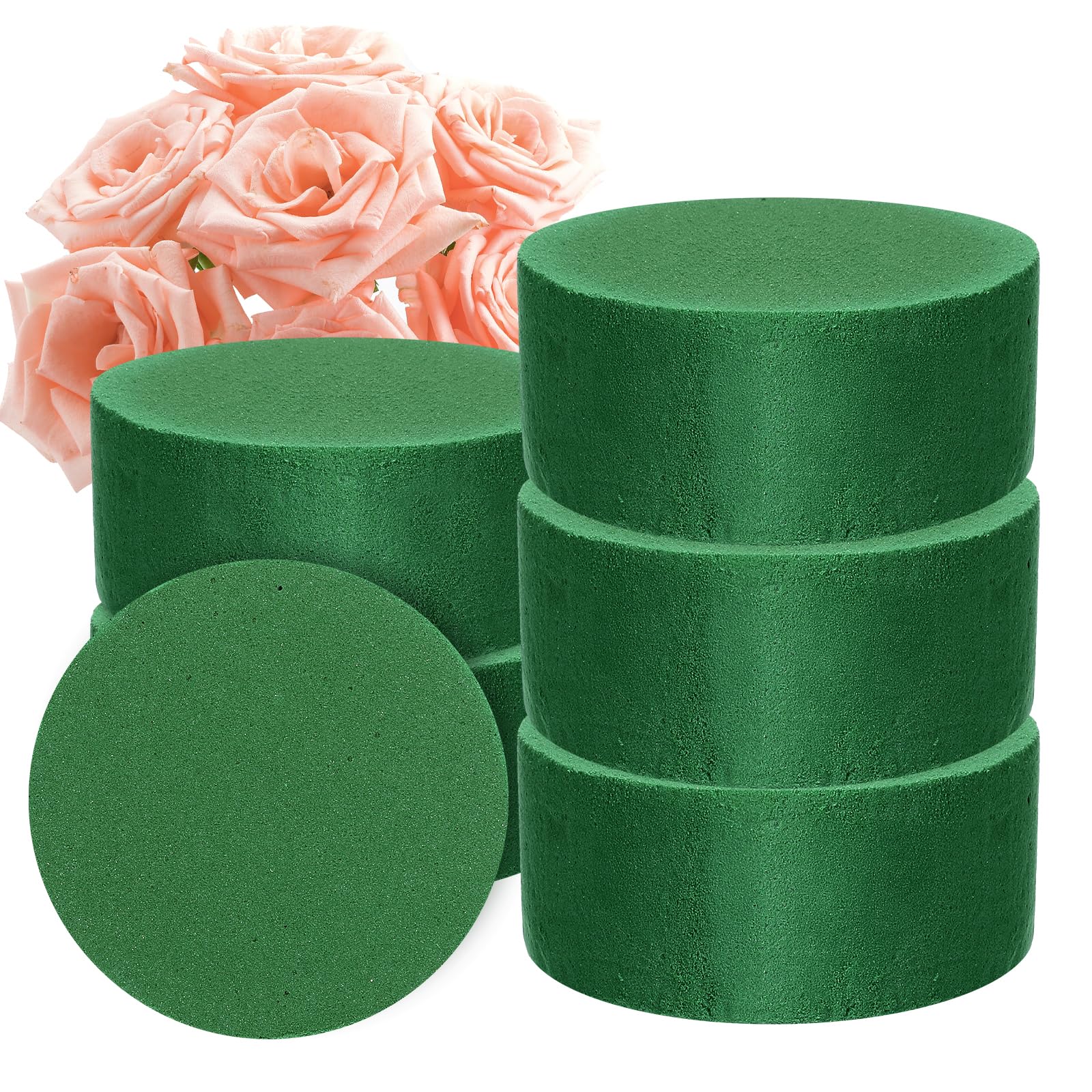QFGasre 6 Pcs Florist Foam Block Round Floral Foam Block Wet Dry Green Foams for Artificial Freshs Flower Arrangement Garden Decorations Wedding Home Decor