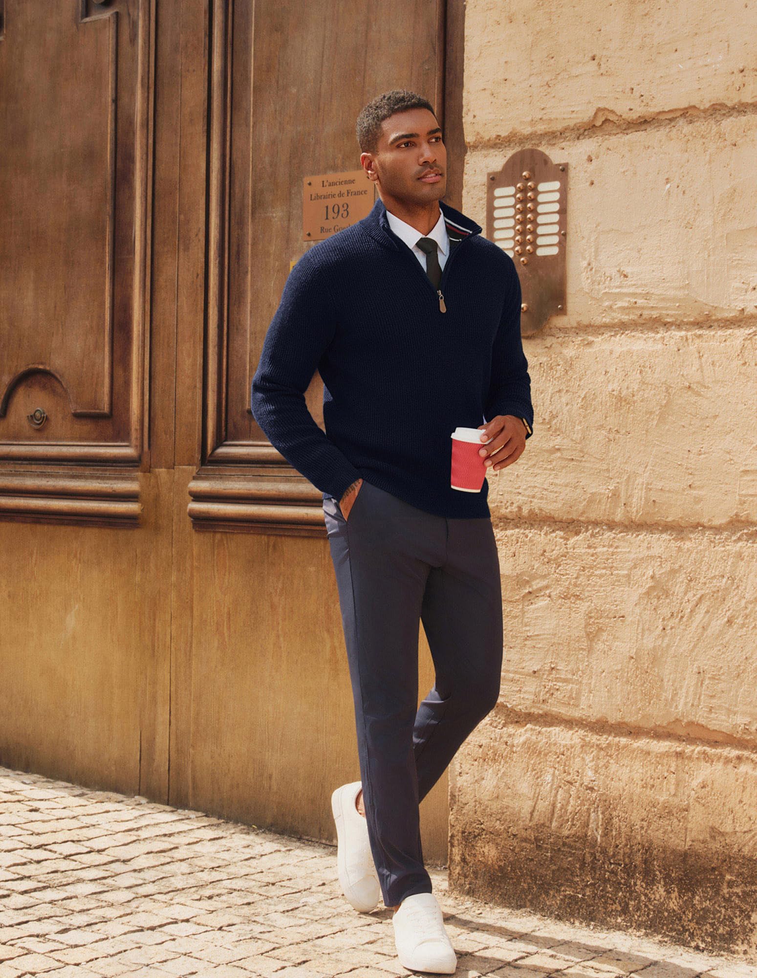 PJ PAUL JONES Pullover da uomo con cerniera a un quarto maglione casual slim fit lavorato a maglia | Colletto alto, mezza cerniera, maglione da lavoro, caldo a maniche lunghe