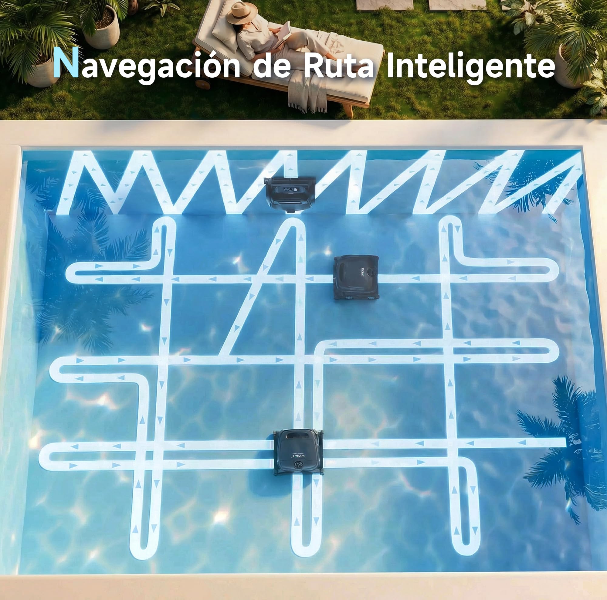 WYBOT B1 Robot de Piscina inalámbrico para Piscinas pequeñas, Robot de Limpieza Inteligente Ligero con Control de aplicación, Cubierta de Pared y Suelo, Dos cepillos Laterales, Negro y Verde