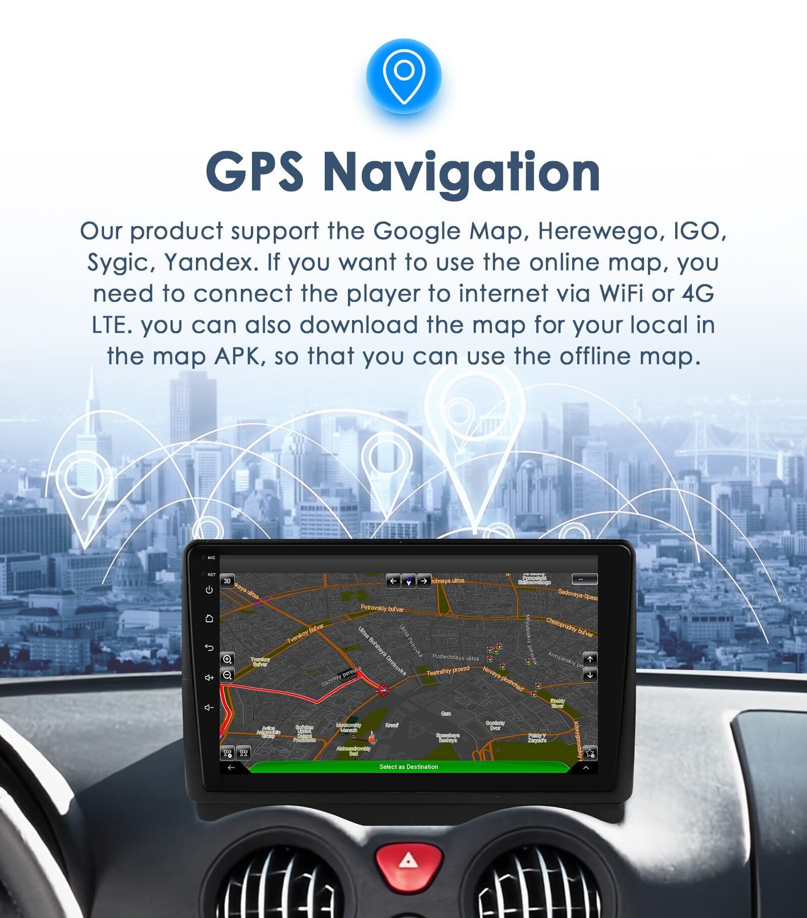 Ossuret Radio samochodowe do Citroën C2/C3 2002-2006, 9-calowy Android 13 ekran dotykowy 2 + 64 GB nawigacja GPS z funkcją Android Auto WiFi, Bluetooth, USB