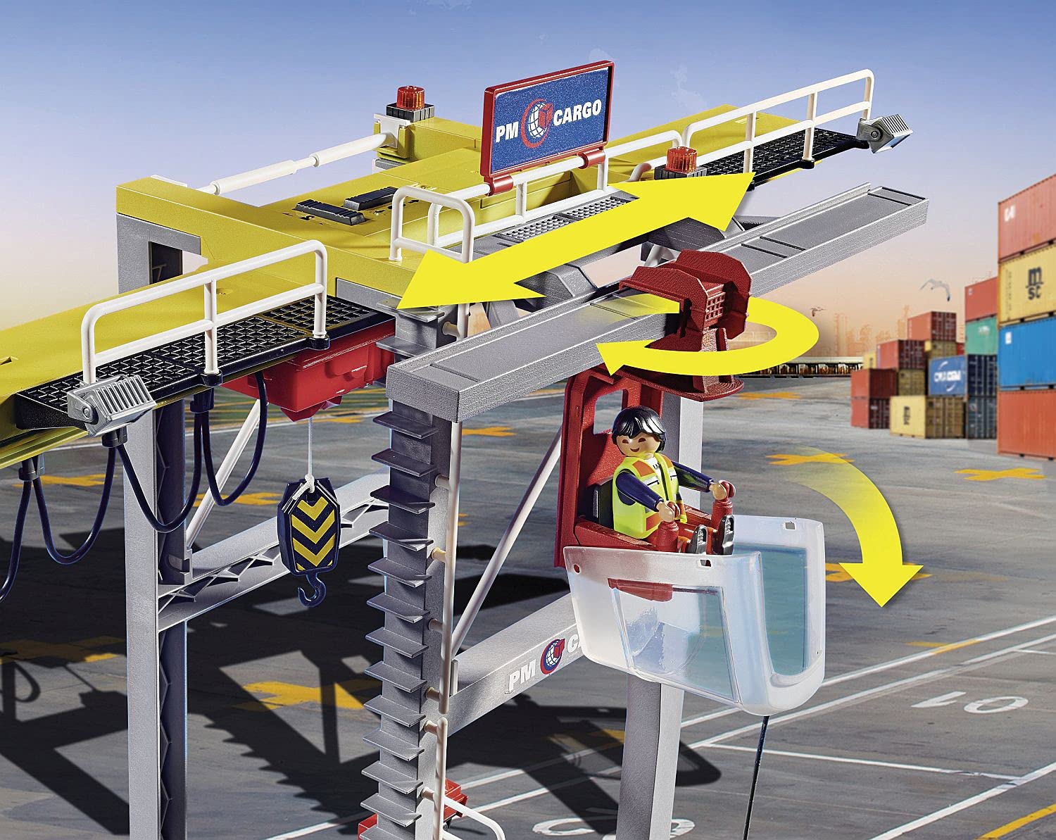 PLAYMOBIL City Action 70770 Grúa con contenedores, Motor para dirigir, A Partir de 4 años