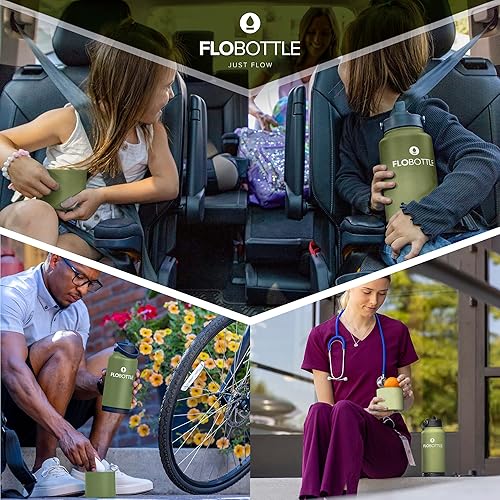 Miniatura 7 de Flobottle, Botella de agua de acero inoxidable con pajilla, botella de agua aislada de 28 onzas con almacenamiento, botella de agua a prueba de