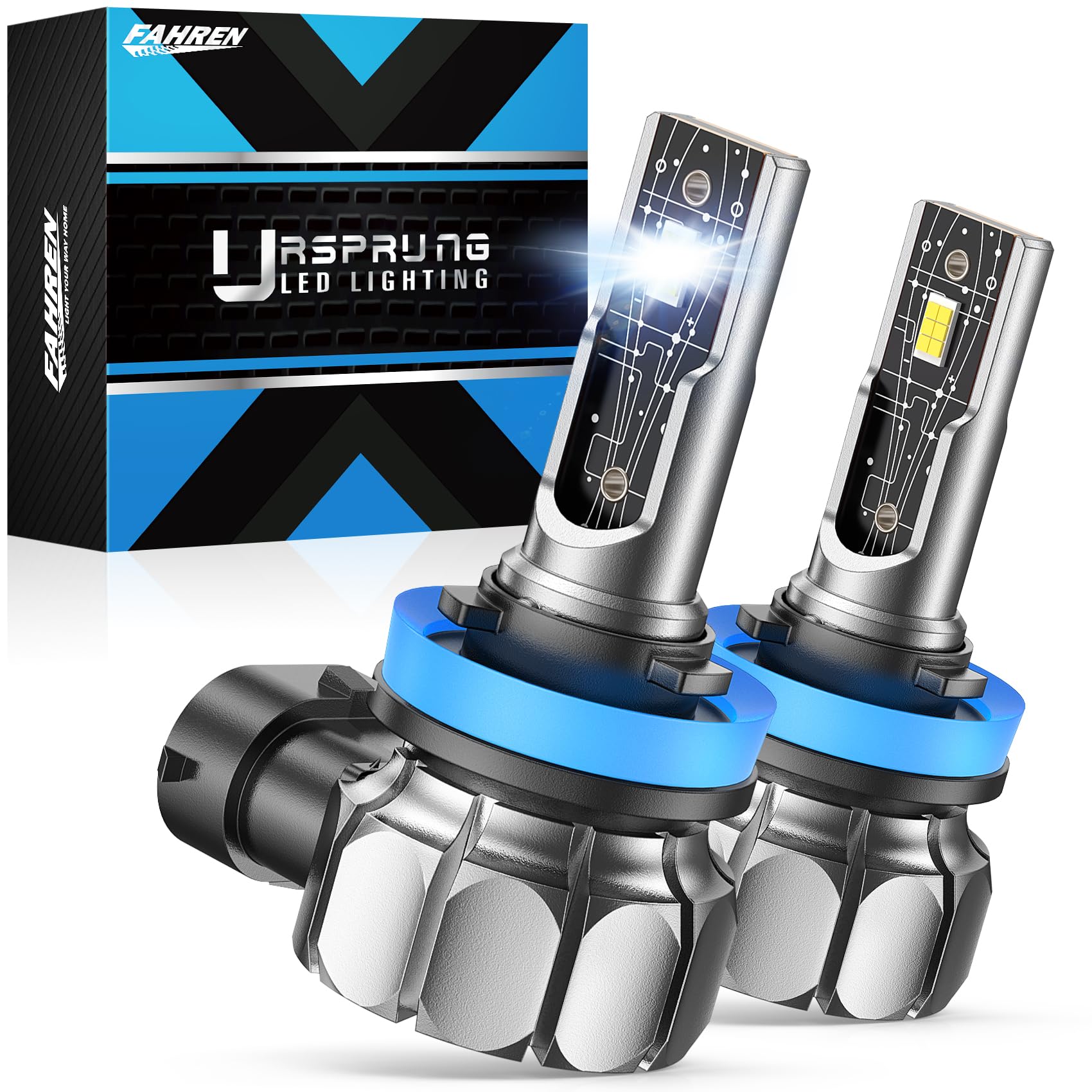 H11/H8/H16 LED Driving Fog Light Bulbs, 12000LM 400% Brighter Fanless, 6500K Cool White Driving Fog Lights, Play and Plug, Replacement Bulbs for Cars, Trucks, SUVs (Pack of 2)