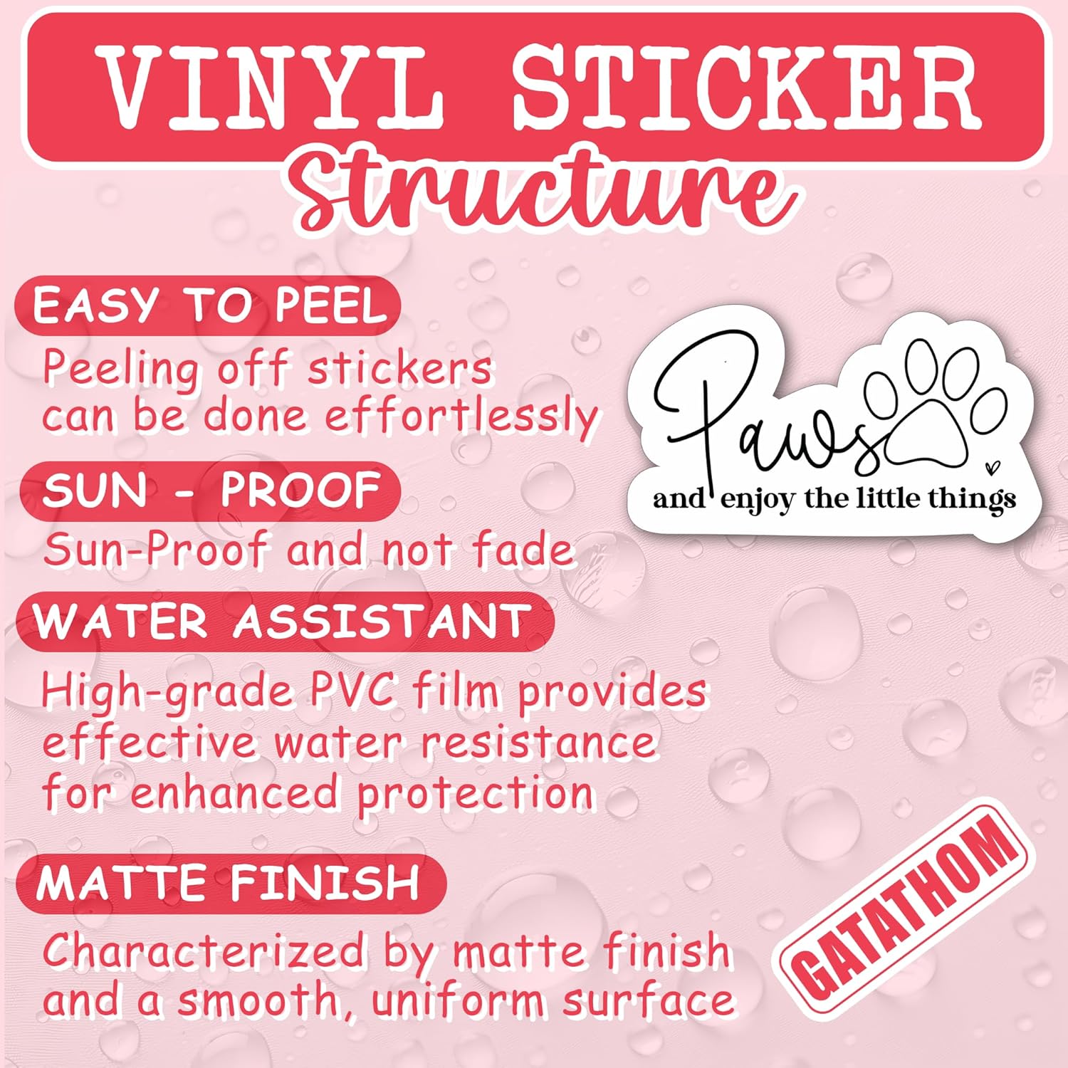 (3Pcs) Paws and Enjoy The Little Things Sticker – Cat Dog Paw Vinyl Decal, Inspirational Pet Lover Sticker for Laptop, Water Bottle, Phone Case, Scrapbook 3" x 1.8 " - Image 3