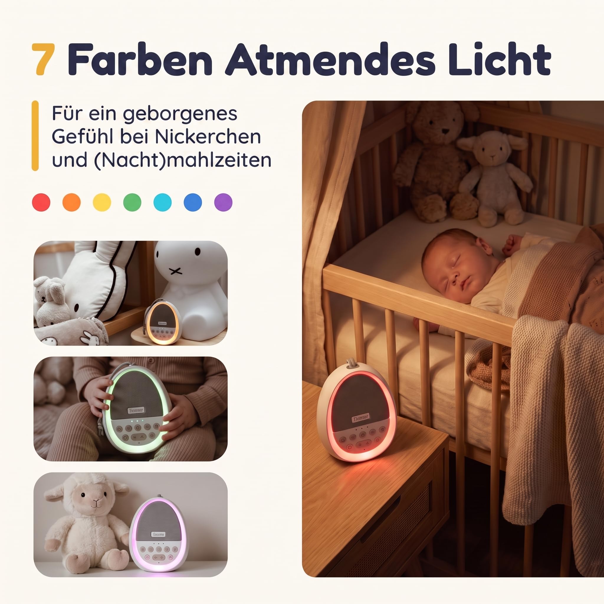 Numsy Calm White Noise Machine Baby mit Nachtlicht - Einschlafhilfe Baby