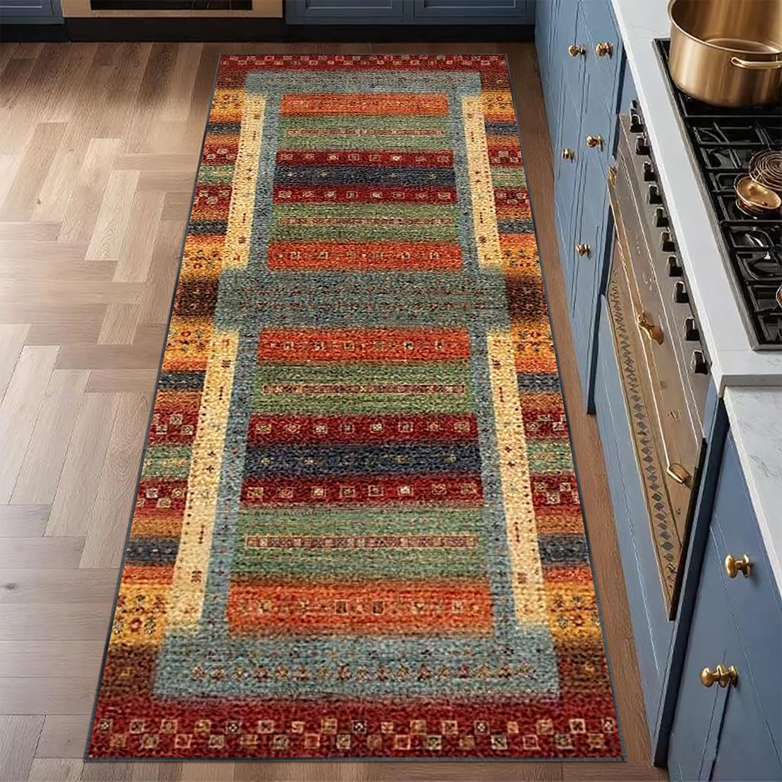 Laegnfho Runner Rug for Hallway Non Slip, Long Hallway Hall Runner, Runner Rugs for Kitchen Mat, Narrow Rugs Washable for Bedroom, Laundry Room, Kitchen, Entrance, Corridor 40 x 100 cm