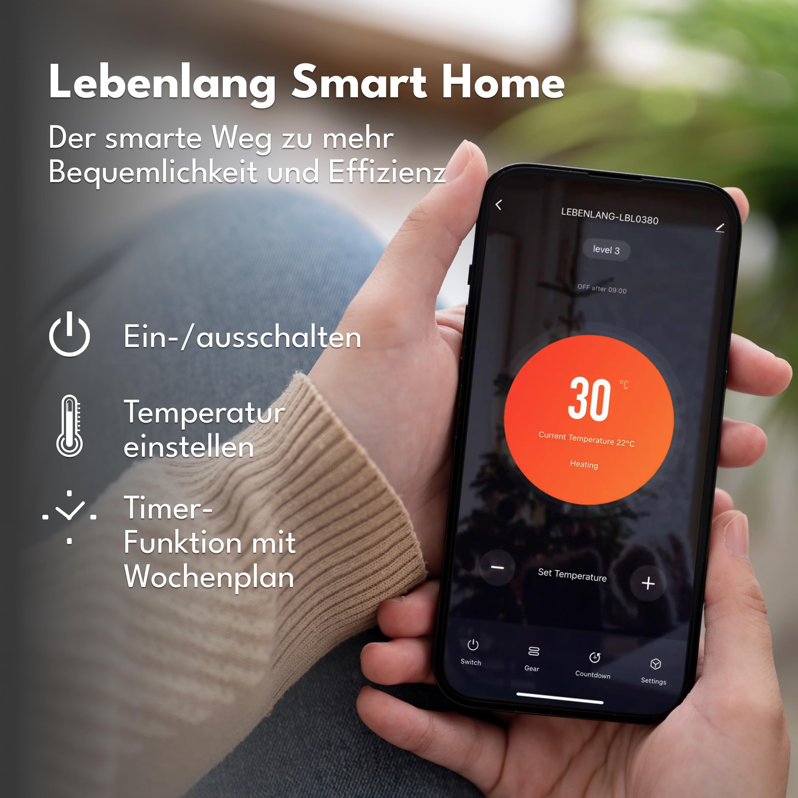 LEBENLANG Heizkörper Elektroheizung Energiesparend - Inkl. WiFi & APP