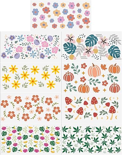 Miniatura 2 de David Angie Adhesivo de transferencia, 9 hojas de tema de plantas, impermeable, UV, DTF, calcomanías de transferencia de papel de transferencia de