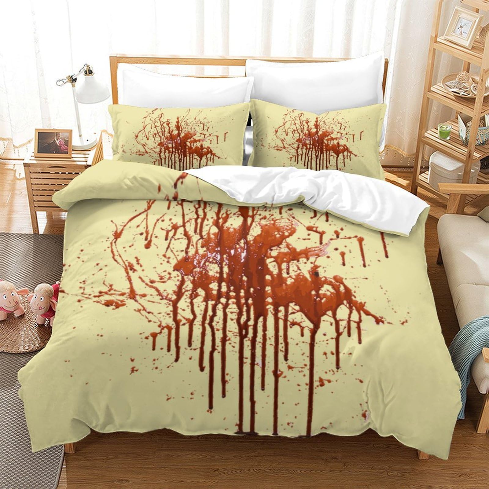 P1s9u7w5y Blood Splash-6 3D Printed Abstract Graffiti Art 3Pcs Microfiber Duvet Cover Set Modern Ink Bedding Set Double（200X200cm）