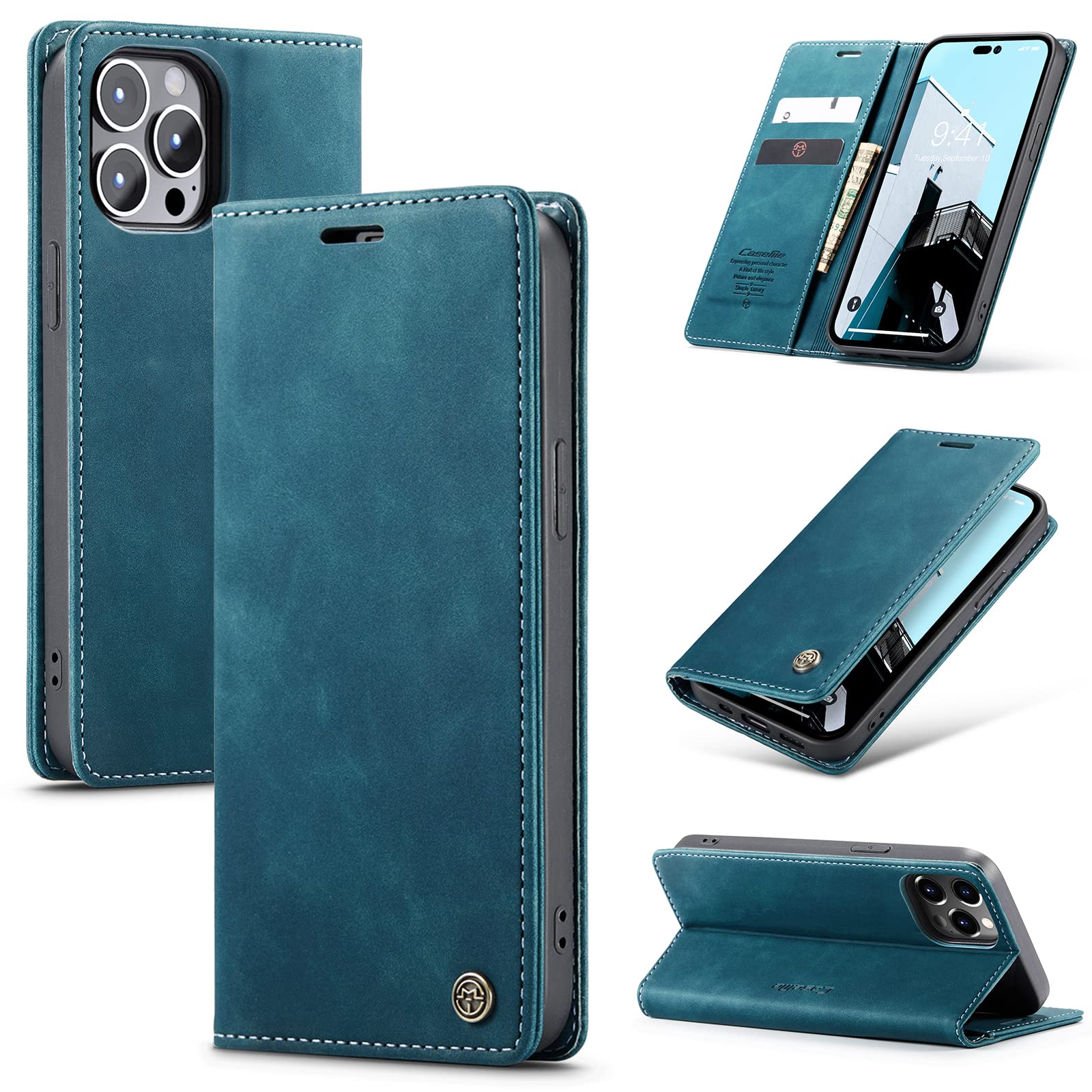 SWP Custodia a portafoglio per iPhone 14 Pro Max, custodia in pelle PU