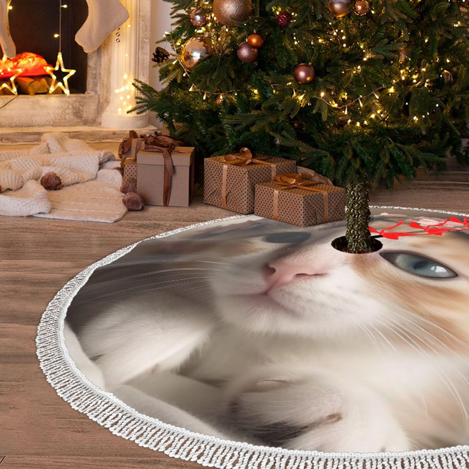 Jupe de sapin de Noël haut de gamme à pompons pour décoration soignée