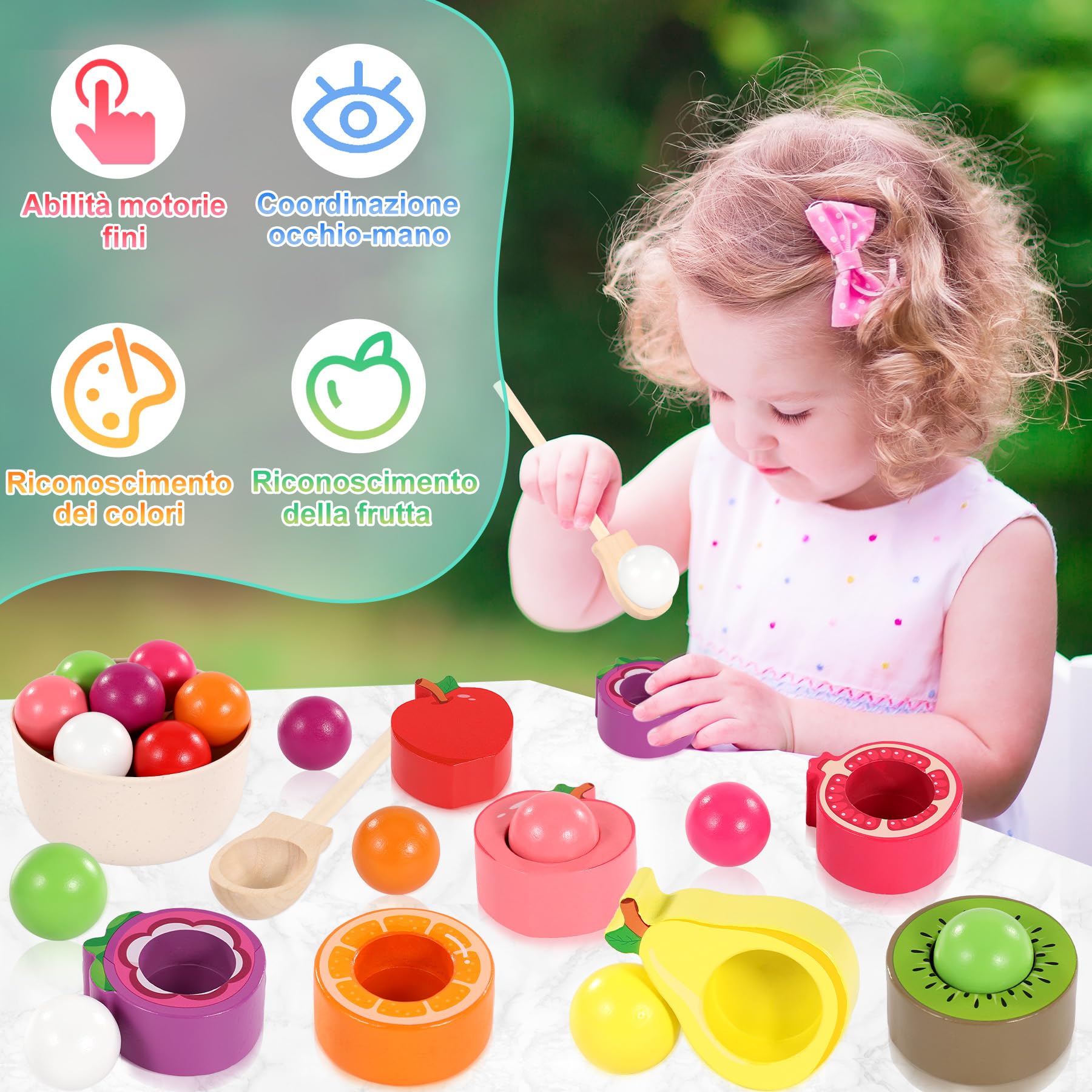 Giochi Montessori 1 2 3 Anno, Giochi Bambini 1 2 3 Anni, Palline Colorate per Bambini, Gioco Bambino 1 Anno, Giochi Legno Bambini 1 Anno
