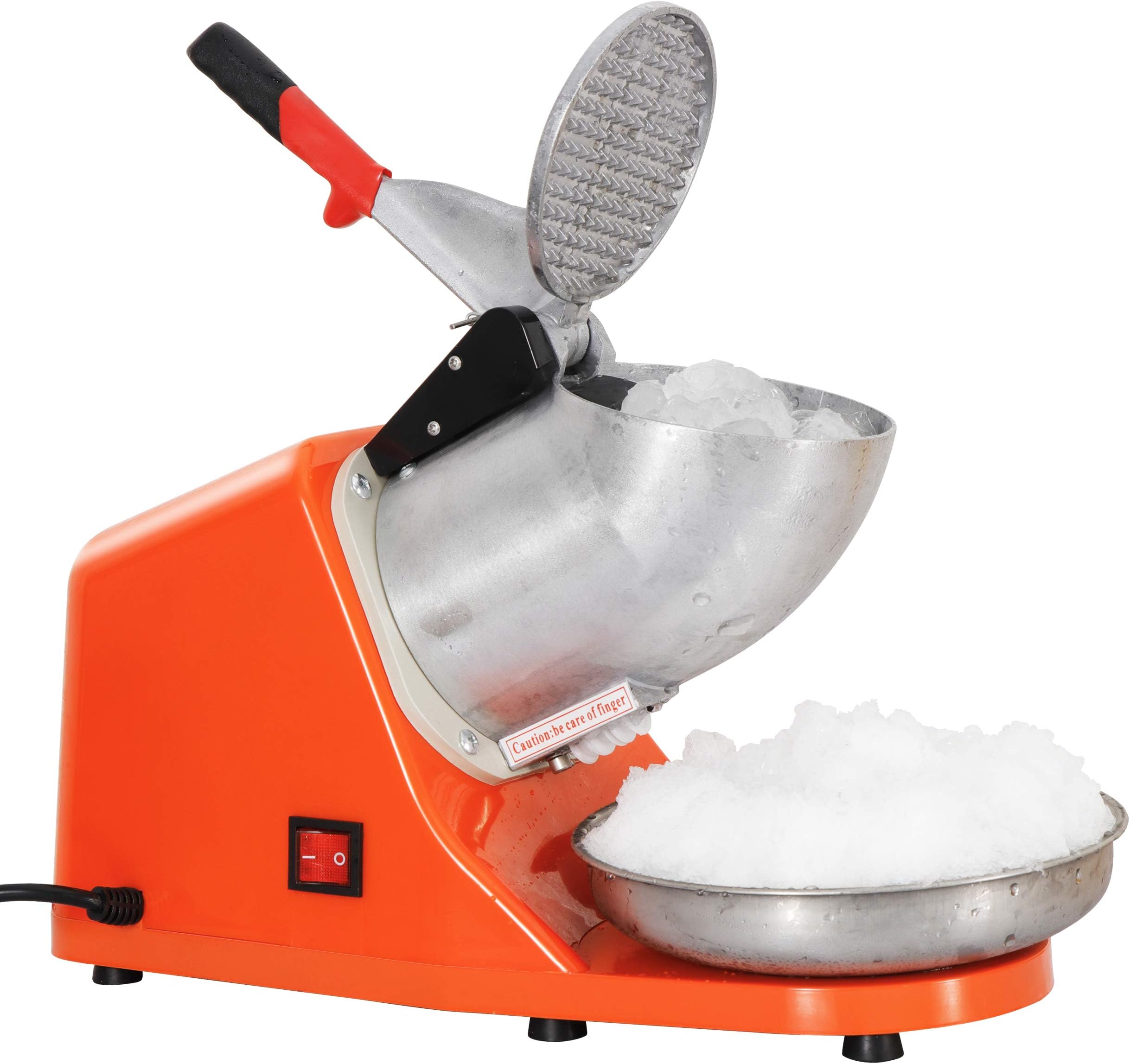 ZENY Ice Crushers Machine Electric Snow Cone Maker Stainless Steel Shaved Ice Machine (Orange)