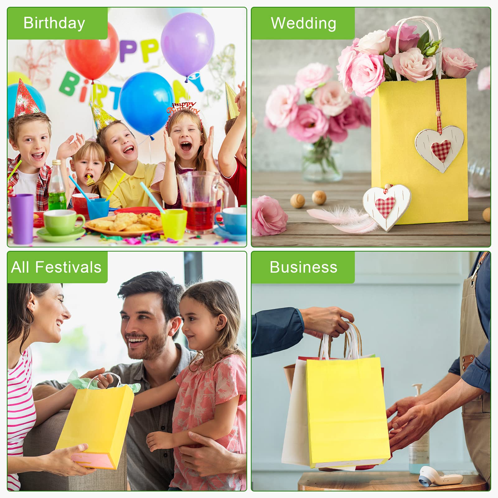 SIMPLECOOL 25pcs Small Paper Gift Bags with Handles 5.9x3.1x8.3 in. Favor Bags Goodie Bag Bulk for Party, Birthday, Wedding, Merchandise, Retail, Small Business, Arts, DIY Crafts – Yellow