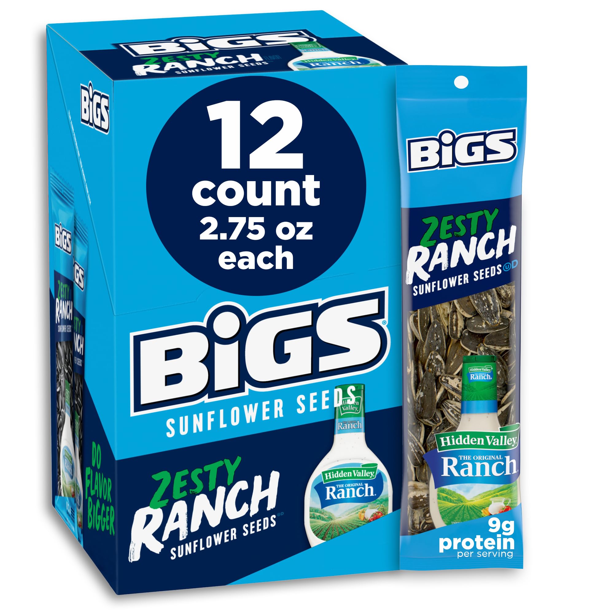 Hidden Valley Ranch Sunflower Seeds, Keto Friendly Snack, 2.75-oz. Bag (Pack of 12)