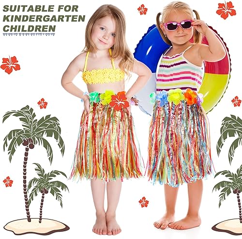 Miniatura 2 de 30 faldas Luau Hula de hierba hawaiana para fiesta hawaiana, faldas cortas de baile coloridas para niñas, jardín de infantes, actuaciones de verano,