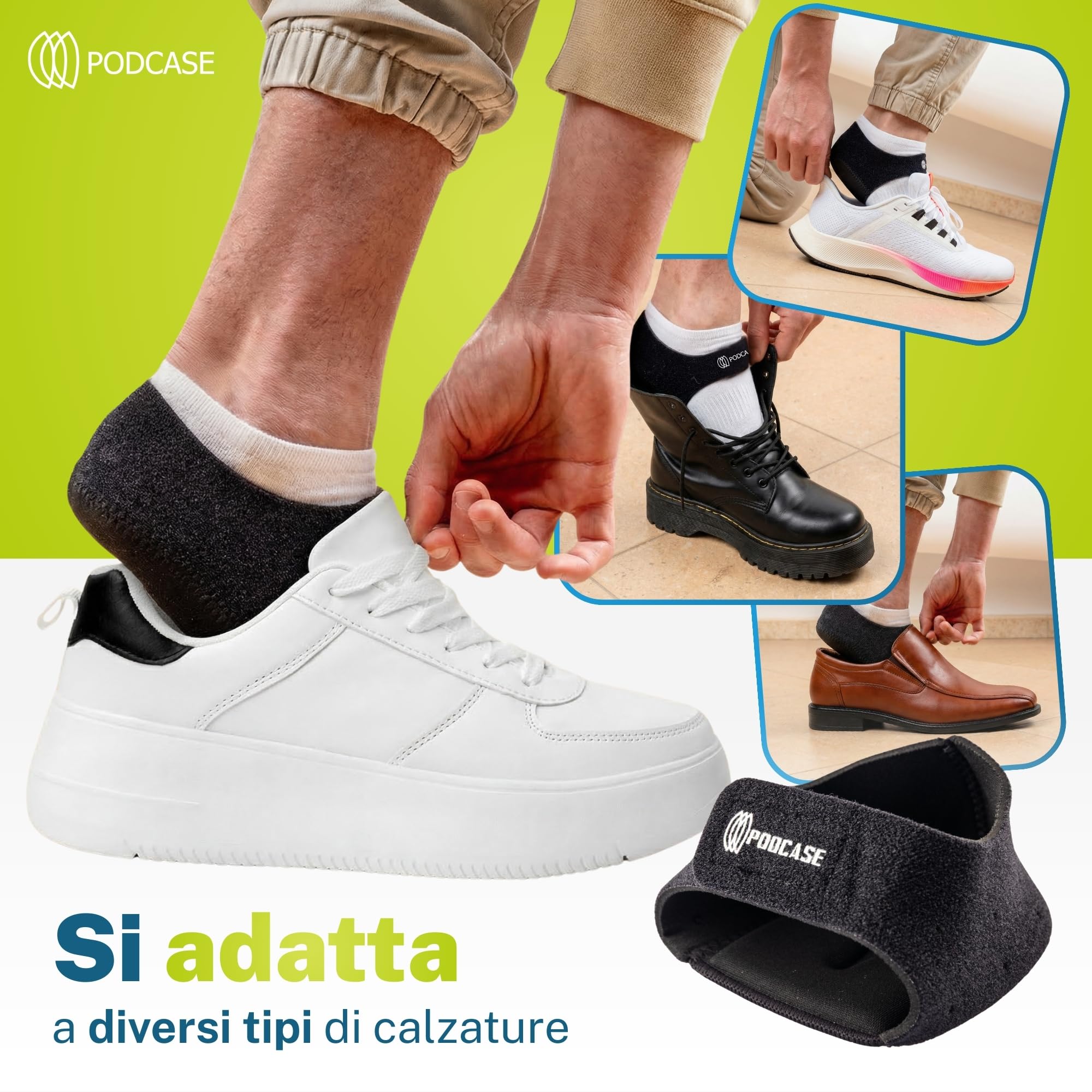 Confezione da 4 Talloniera in Silicone con Tessuto Traspirante e Chiusura per Tallonite e Spina Calcaneare - Plantare per Tallonite Uomo e Donna - Unisex (L (41-47))
