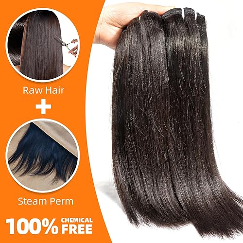 Miniatura 9 de Last 5 Years One Donor Light Yaki Straight Relaxed Straight Human Hair 2 paquetes de cabello humano natural grueso Yaki Kinky Straight Raw Virgin
